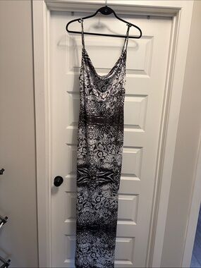 Black & White Snake-Print Maxi Slip Dress